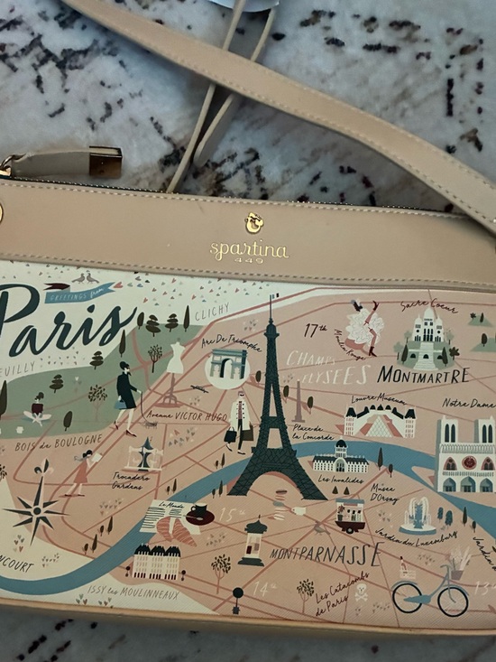 Spartina 449 Handbags - Spartina 449 Paris Map Crossbody in Cream, Blue and Green